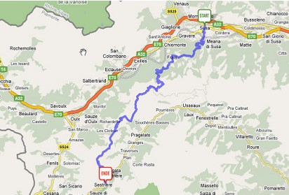 1. Etappe - Kartenansicht der eigentlich geplanten Strecke