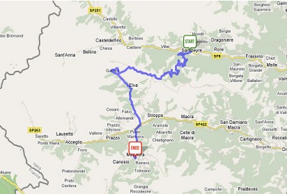 4. Etappe - Kartenansicht der eigentlich geplanten Strecke